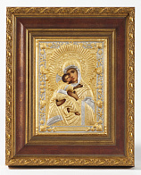 Икона живописная в киоте 18х24 масло, риза №234, матовое золочение, киот №22 Владимирская БМ
