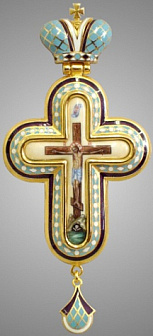 Наперсный крест золотой с эмалью