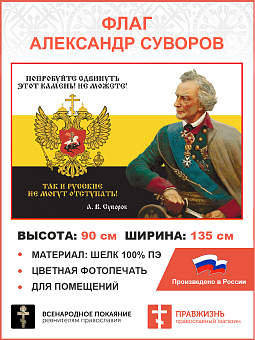 Флаг 281 Суворов Русские не могут отступать триколор 90х135 материал шелк для помещений Флаг 281 Суворов Русские не могут отступать триколор 90х135 материал шелк для помещений