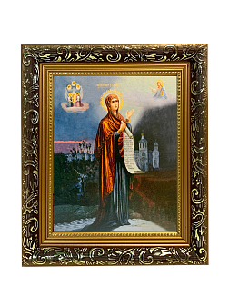 Икона Боголюбская Божия Матерь на холсте в киоте
