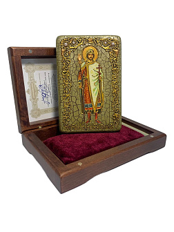 Настольная икона ''Святой благоверный князь Борис'' на мореном дубе