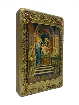 Настольная икона ''Сретение Господа нашего Иисуса Христа'' на мореном дубе