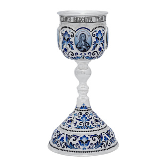 Потир 0.5л 4-деколь, филигрань, эмаль №19 / серебрение / серебряный вкладыш (УИН)