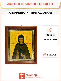Икона Аполлинария Преподобная на холсте в киоте 031