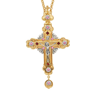 Крест наперсный №114 литьевое распятие / золочение, серебрение