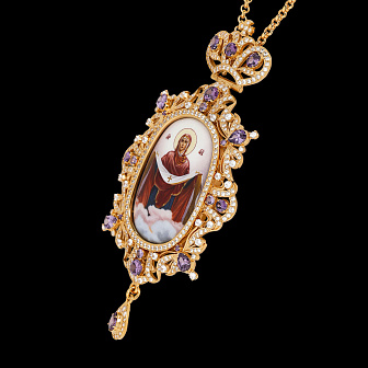 Панагия №210 / Фианиты деколь / золочение