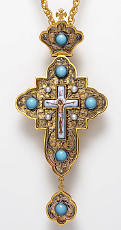 Крест наперсный филигрань №0019 двойной рант финифть / золочение, серебрение