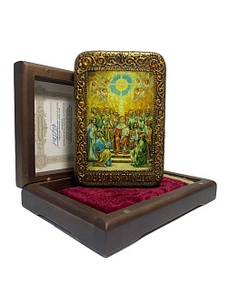 Настольная икона ''Сошествие Святого Духа'' на мореном дубе