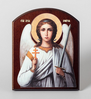 Икона на доске 10х12 объёмная печать, арочная, лак Ангел Хранитель