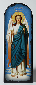 Икона на МДФ 18х50 арочная, объёмная печать, лак Гавриил Архангел 3