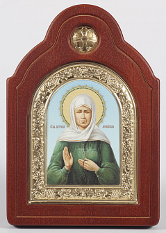 Икона настольная 9х12 фигурная, канвас, №1 Матрона Московская (с венчиком)
