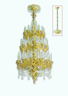 Паникадило 3 яруса 36 свечей золочение с хрусталём