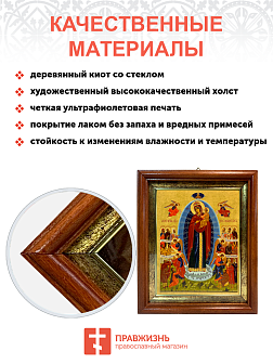 Икона Всех скорбящих Радость Божия Матерь на холсте в киоте 153