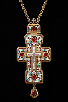 Крест наперсный филигрань №0026 финифть,эмаль /золочение/