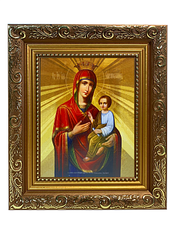 Икона Скоропослушница Божия Матерь на холсте в киоте 132