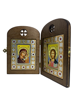 Складень ДЕРЕВЯННЫЙ 7x10 деревянный АРКА со вставкой металл№2