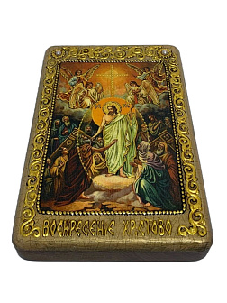 Настольная икона ''Воскресение Христово'' на мореном дубе