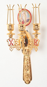 Трехсвечник пасхальный на ручке малый золочение