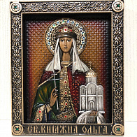 Икона Святая великая княгиня Ольга, резная из дерева