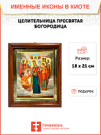 Икона Божьей Матери Целительница в киоте 18х21х4 см
