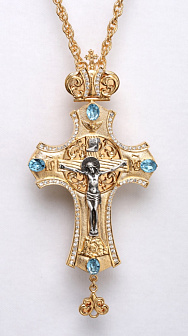 Крест наперсный №145 литьевое распятие / золочение, серебрение