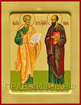 Икона ''Апостолы Петр и Павел'' из дерева с золочением