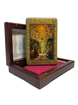 Настольная икона ''Воскресение Христово'' на мореном дубе