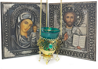 Лампада подвесная с украшением эмаль