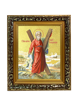 Икона "Андрей Первозванный", св. апостол, с золочением поталью, 09А6-УЛ Икона "Андрей Первозванный", св. апостол, с золочением поталью, 09А6-УЛ