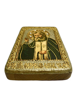 Икона ''Серафим Саровский'' из дуба ручной работы