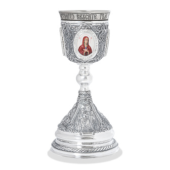 Потир 1.0л 4-финифти, чеканка с пророками / серебрение / мельхиоровый стакан
