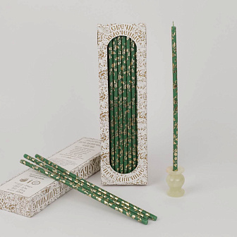 Свечи праздничные №40 (уп 40шт), ЗЕЛЁНЫЕ (Золотая лоза)