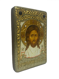 Настольная икона ''Спас Нерукотворный'' на мореном дубе