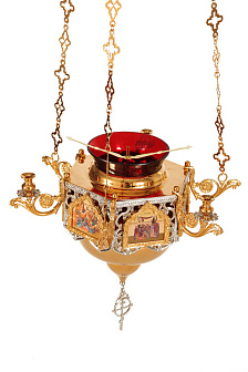 Подсвечник подвесной – кандило. №3 золочение и иконы