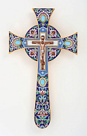 Крест напрестольный мальтийский финифть, роспись / золочение
