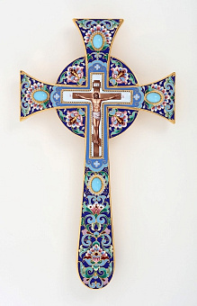 Крест напрестольный мальтийский финифть, роспись / золочение Крест напрестольный мальтийский финифть, роспись / золочение