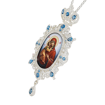 Панагия №210 / Фианиты деколь / серебрение / Владимирская БМ