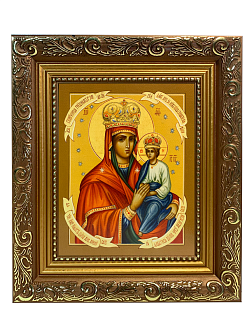 Икона Споручница грешных Божия Матерь на холсте в киоте 1139