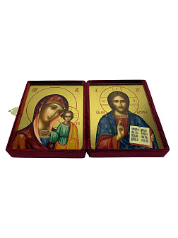 Каталог товаров pravzhizn Венчальные иконы Спаситель и Казанская с золочением УЛ 13х16 в бархатном складне Венчальные иконы Спаситель и Казанская с золочением УЛ 13х16 в бархатном складне