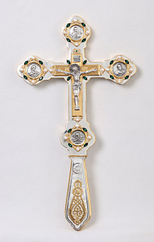 Крест напрестольный №8 литьевые лики, гравировка / золочение / серебро (УИН)