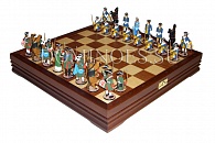 Шахматы исторические, с фигурами из олова покрашенными в полу-коллекционном качестве, 37х37 см (светло-коричневый)