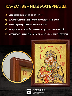 Икона Божией Матери Донская с золочением, деревянная рамка со стеклом 15х18х2 см 1137 Икона Божией Матери Донская с золочением, деревянная рамка со стеклом 15х18х2 см 1137