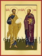 Икона ''Апостолы Петр и Павел'' на основе из дерева