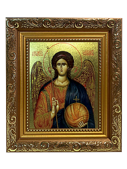 Икона складень Михаил Архангел и Ангел Хранитель с золочением 19х22х7 см