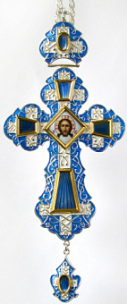 Крест наперсный №66 / золочение / серебро эмаль, гильяш (УИН) Крест наперсный №66 / золочение / серебро эмаль, гильяш (УИН)