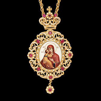 Панагия №206 / Фианиты деколь / золочение / Владимирская БМ