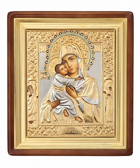 Икона Божией Матери Владимирская в окладе из серебра и пластика