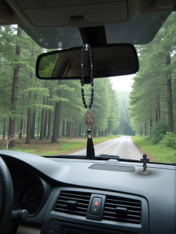 Набор для водителя Четки с иконой Владимирская БМ и Крест на подставке