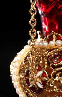 Лампада подвесная №34 литье, эмаль / золочение