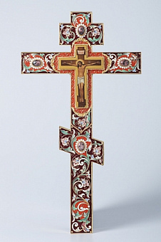 Крест напрестольный №3 живопись, филигрань, эмаль, роспись, хим.гравировка / золочение